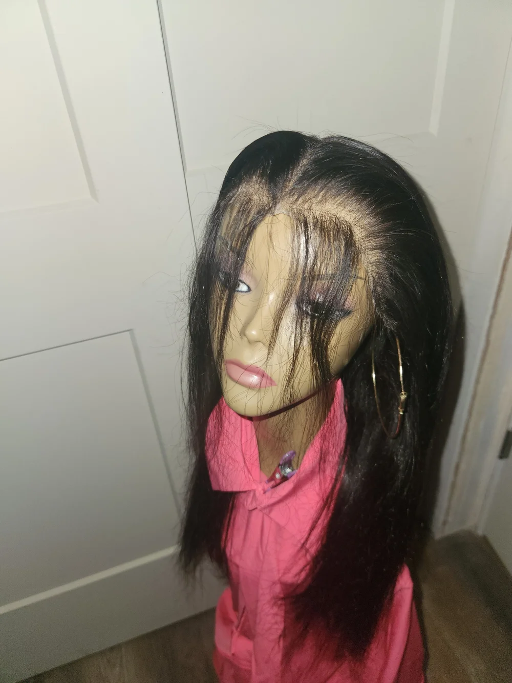 Human Hair Black Straight Lace Front Wig - Unbranded